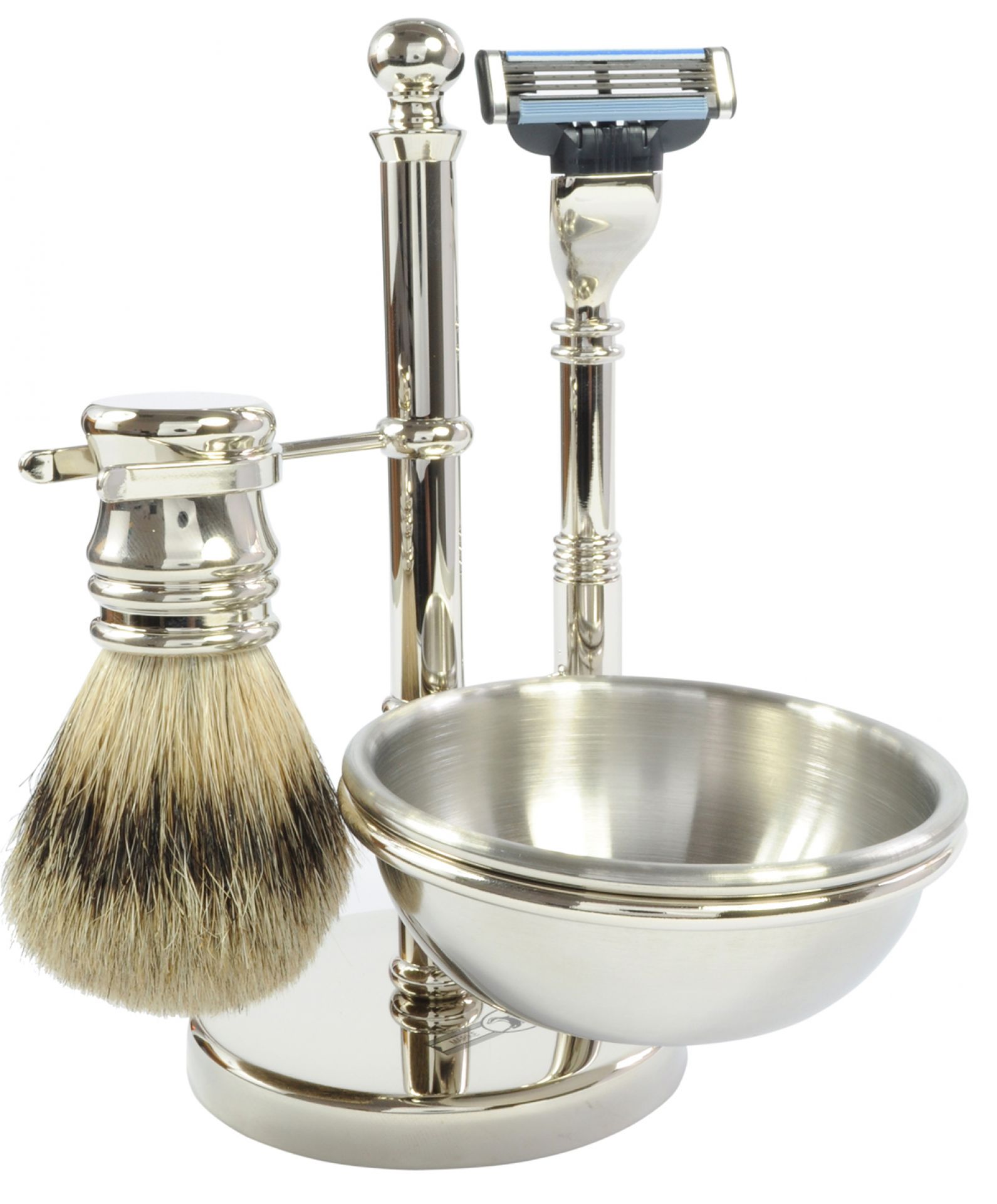 Rasierset, Zupfhaar, mit Seifenschale, chrom, MACH3