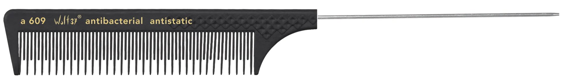 HERCULES A609 schwarz Wolf37 8 1/2" Nadelstielkamm Toupierzahnung