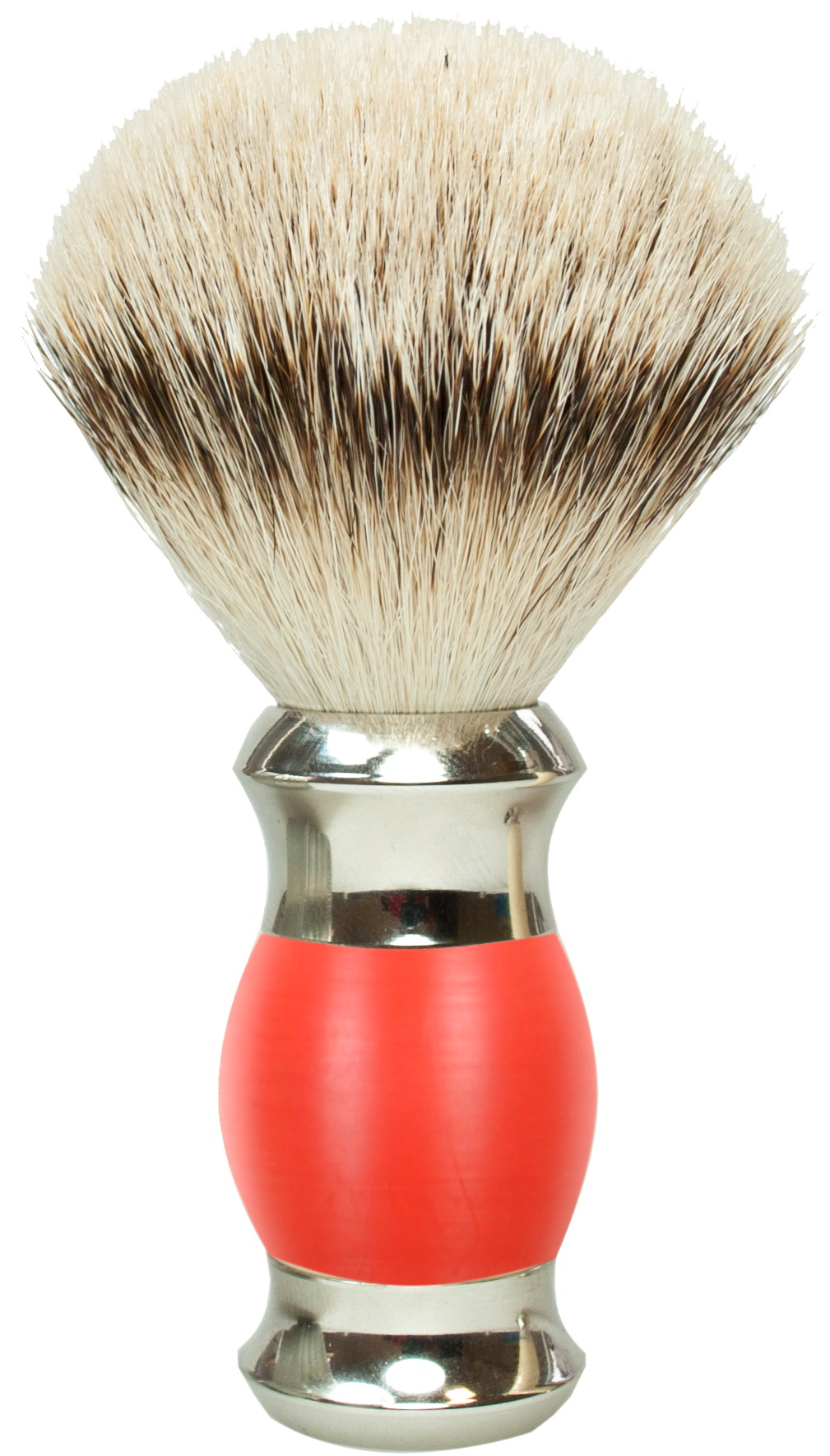 Rasierpinsel, Silberspitzhaar, Polymer, rot, silber