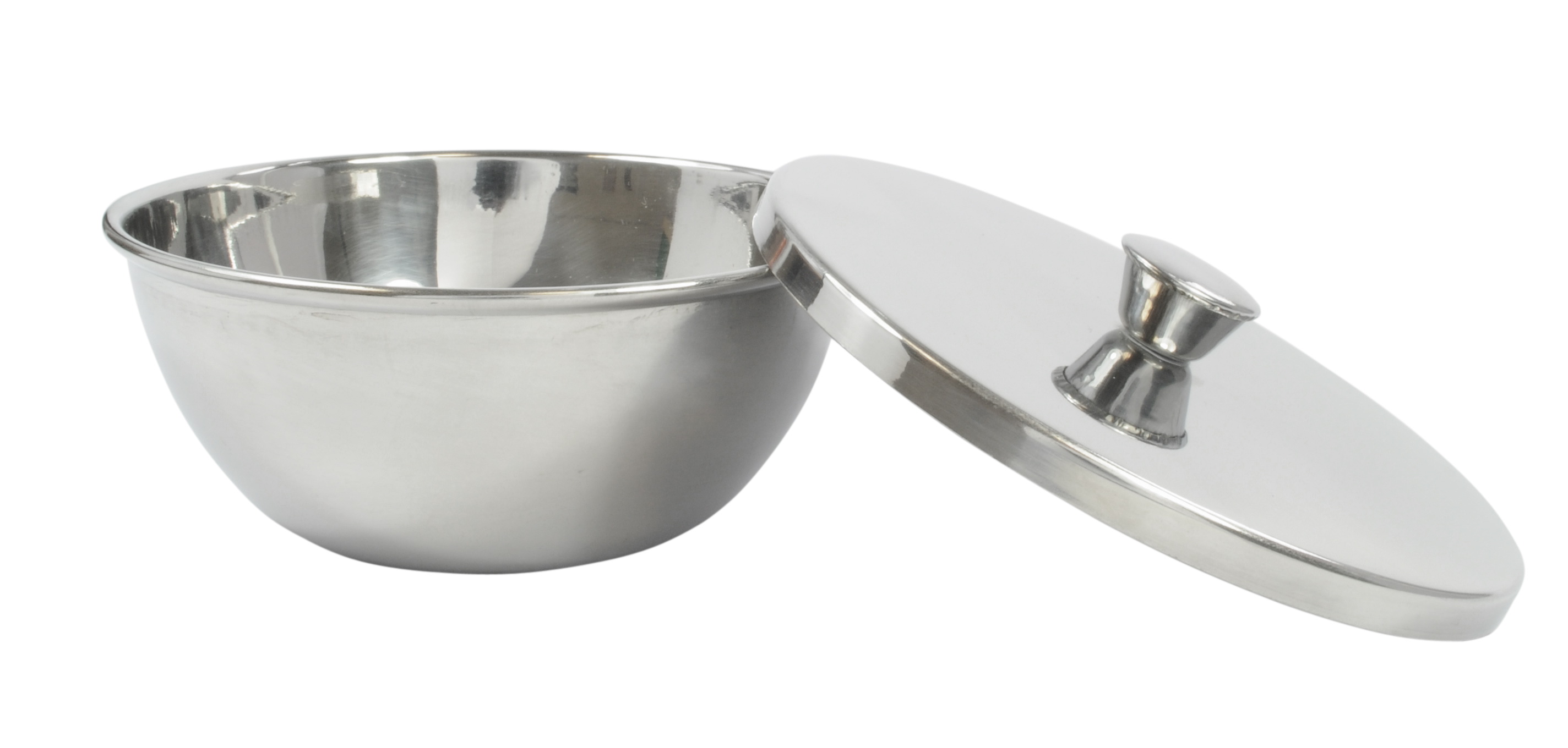 Rasiernapf, Edelstahl, verchromt, mit Deckel, D=100mm