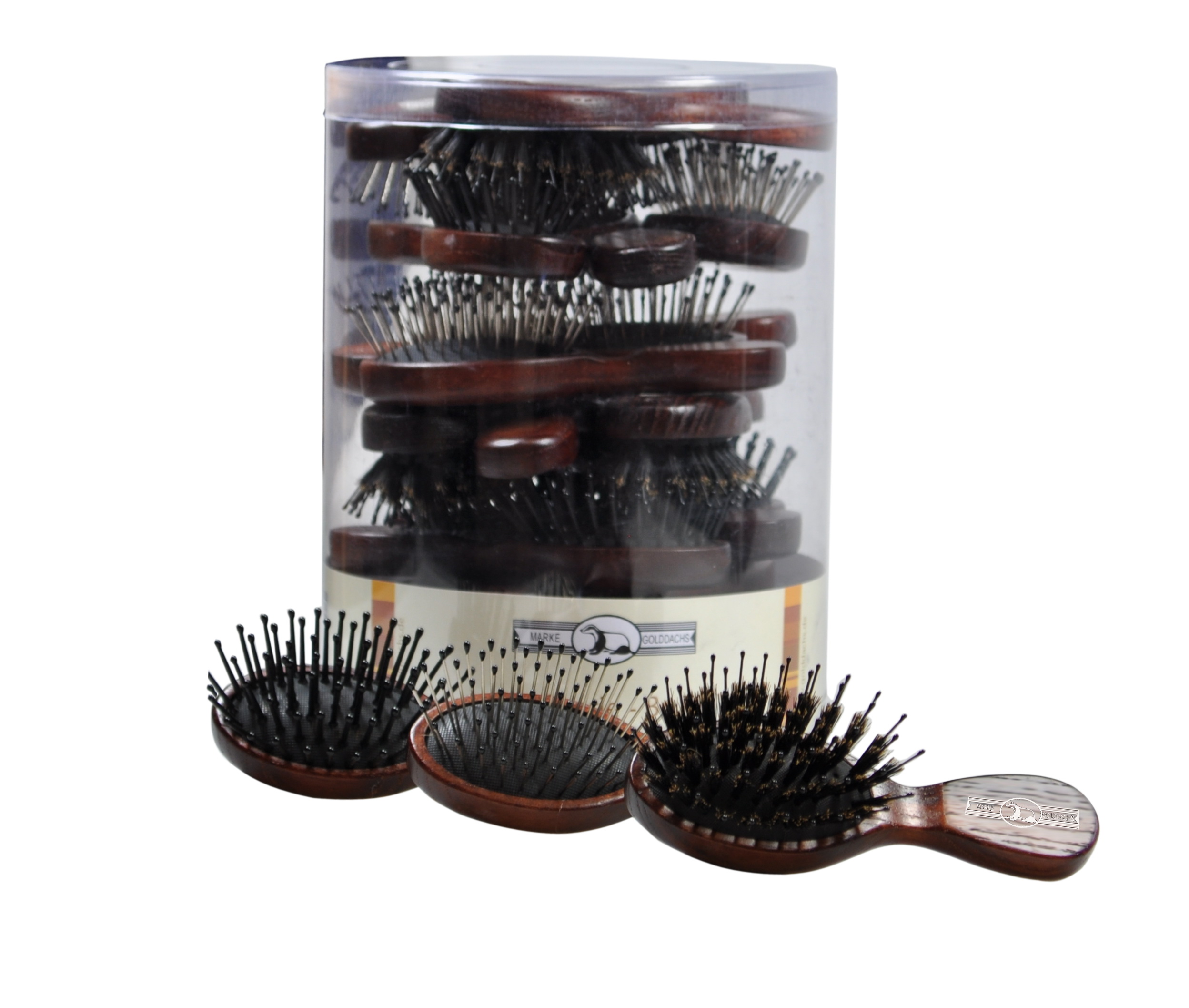 Mini Holz-Bürsten "Confiserie" 24 Mini-Bürsten in der Dose