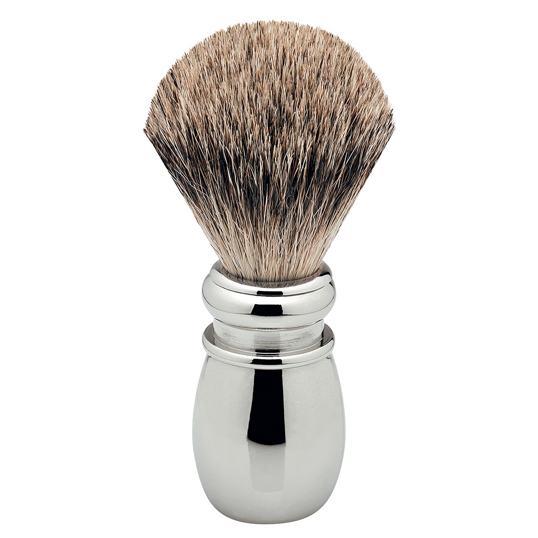 Erbe Rasierpinsel Dachshaar Metall glänzend veredelt
