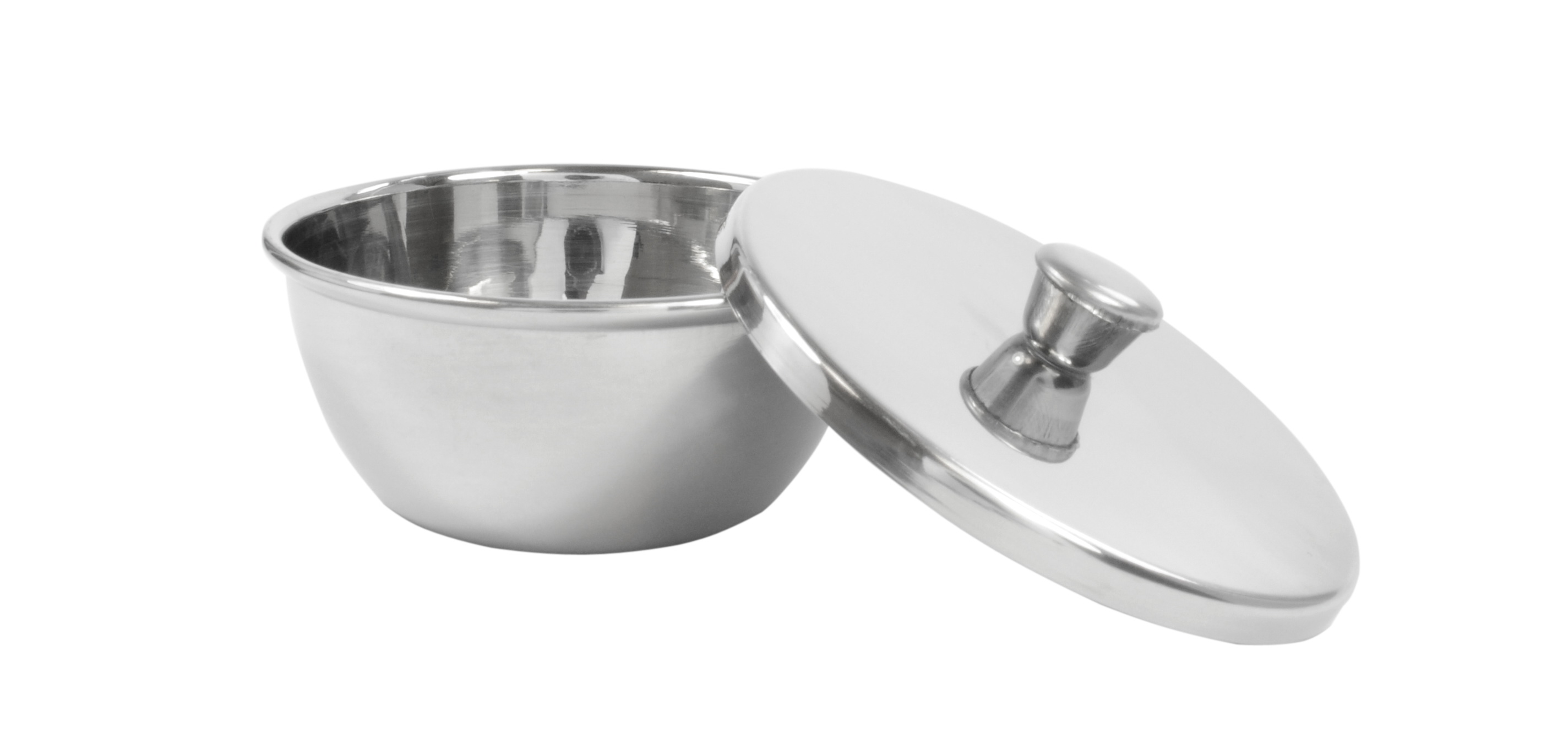 Rasiernapf, Edelstahl, silber, verchromt, mit Deckel D=77mm