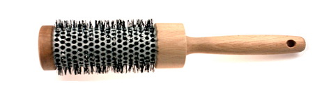 Fönbürste, hitzebeständige Nylonborste, Keramik, Buchholz, 23,5 cm, 45 mm durchmesser