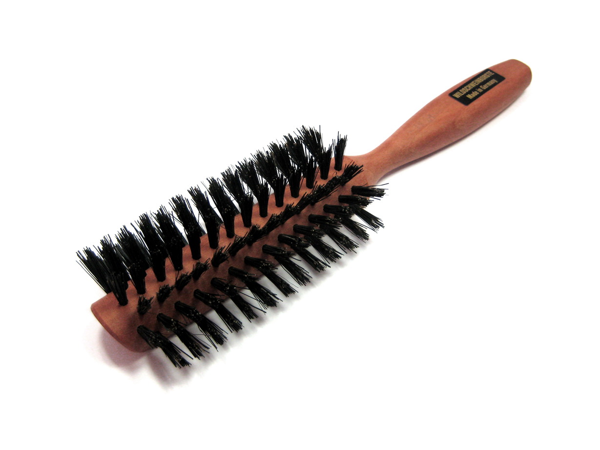 R und bürste, halbr und  180°, reine Borste, Birnenholz, 22cm, 7 Reihen