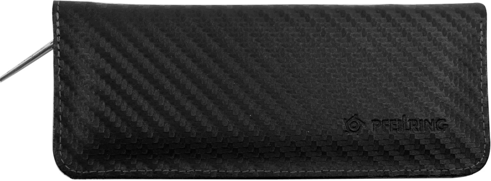 Pfeilring Manicure-Etui schwarz 5-teilig mit Knipser, Leder Carbon Optik, Inox