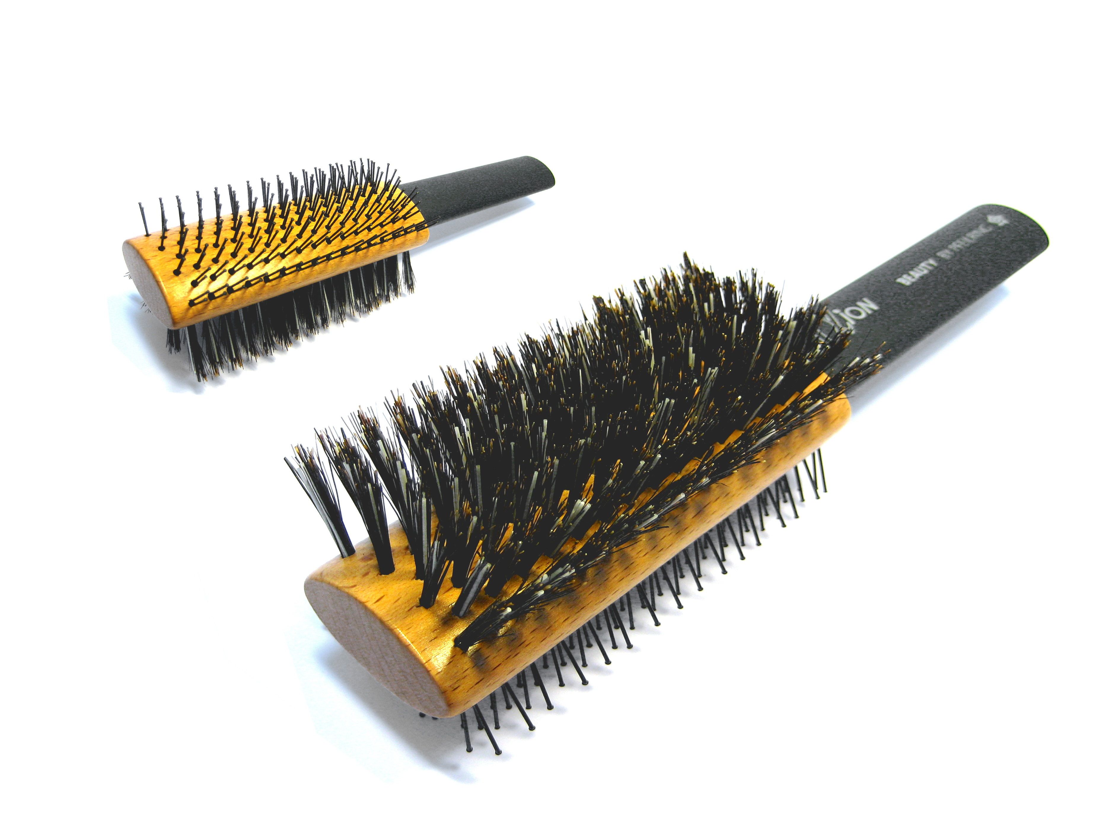Doppelstyler ALPHA-ION, Draht  und  Borsten, Buchenholz, 22 cm, 7 Reihen