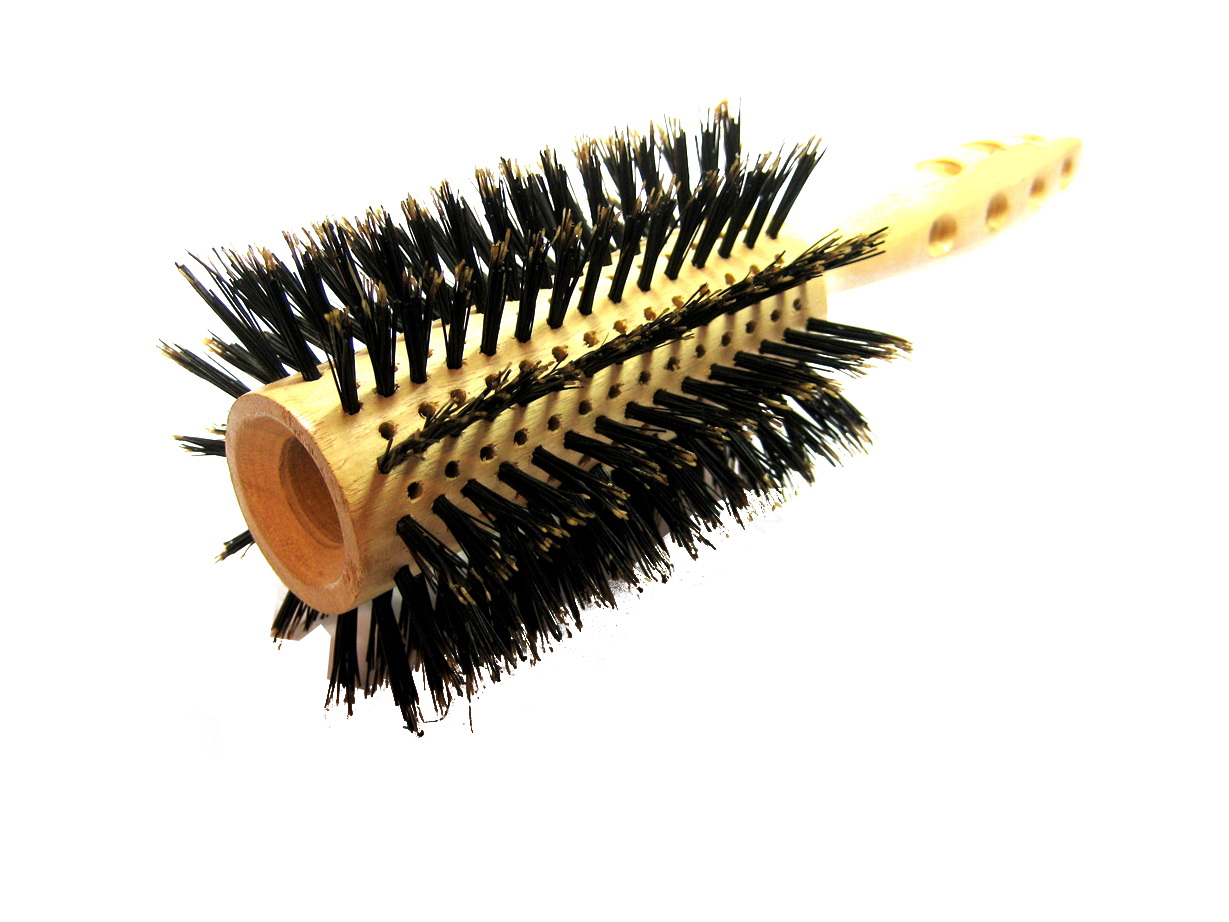 Rundbürste, reine Borste, Seidenholz, 23 cm, 12 Reihen