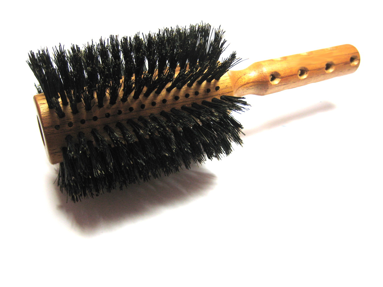 Rundbürste, reine Borste, Zedernholz, 22 cm, 16 Reihen