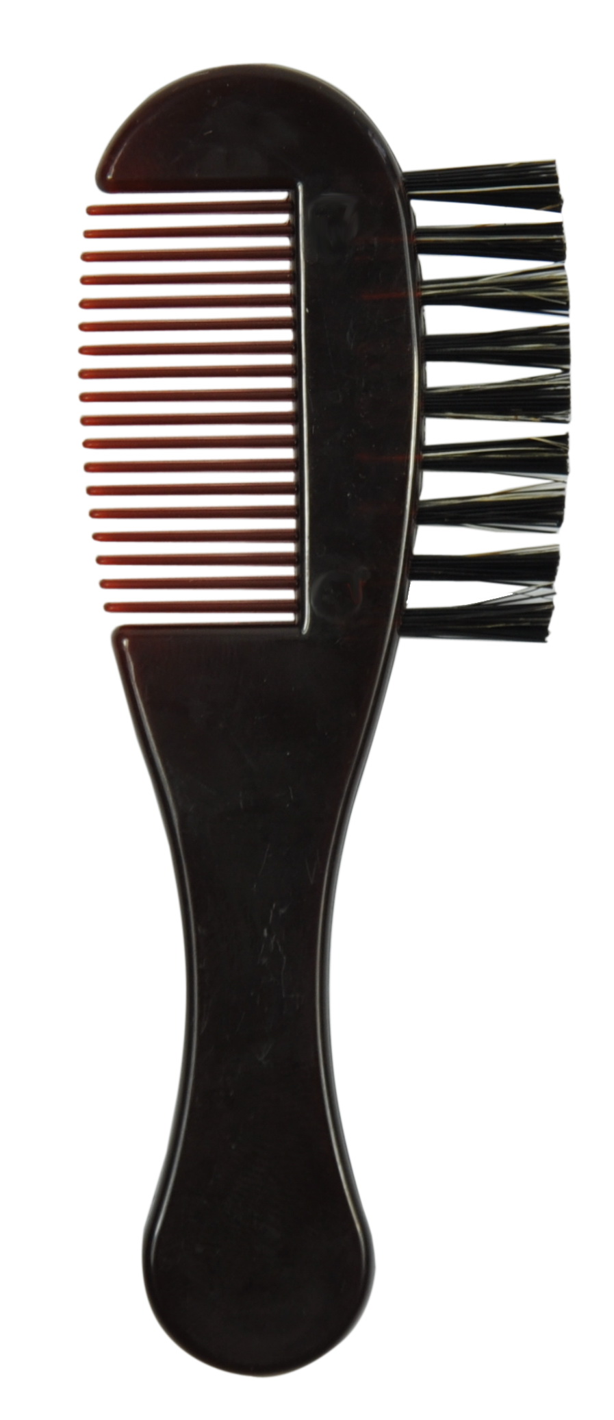 Bartbürste- Kamm, 11 cm, Kombi braun, mit Griff, reine Borste