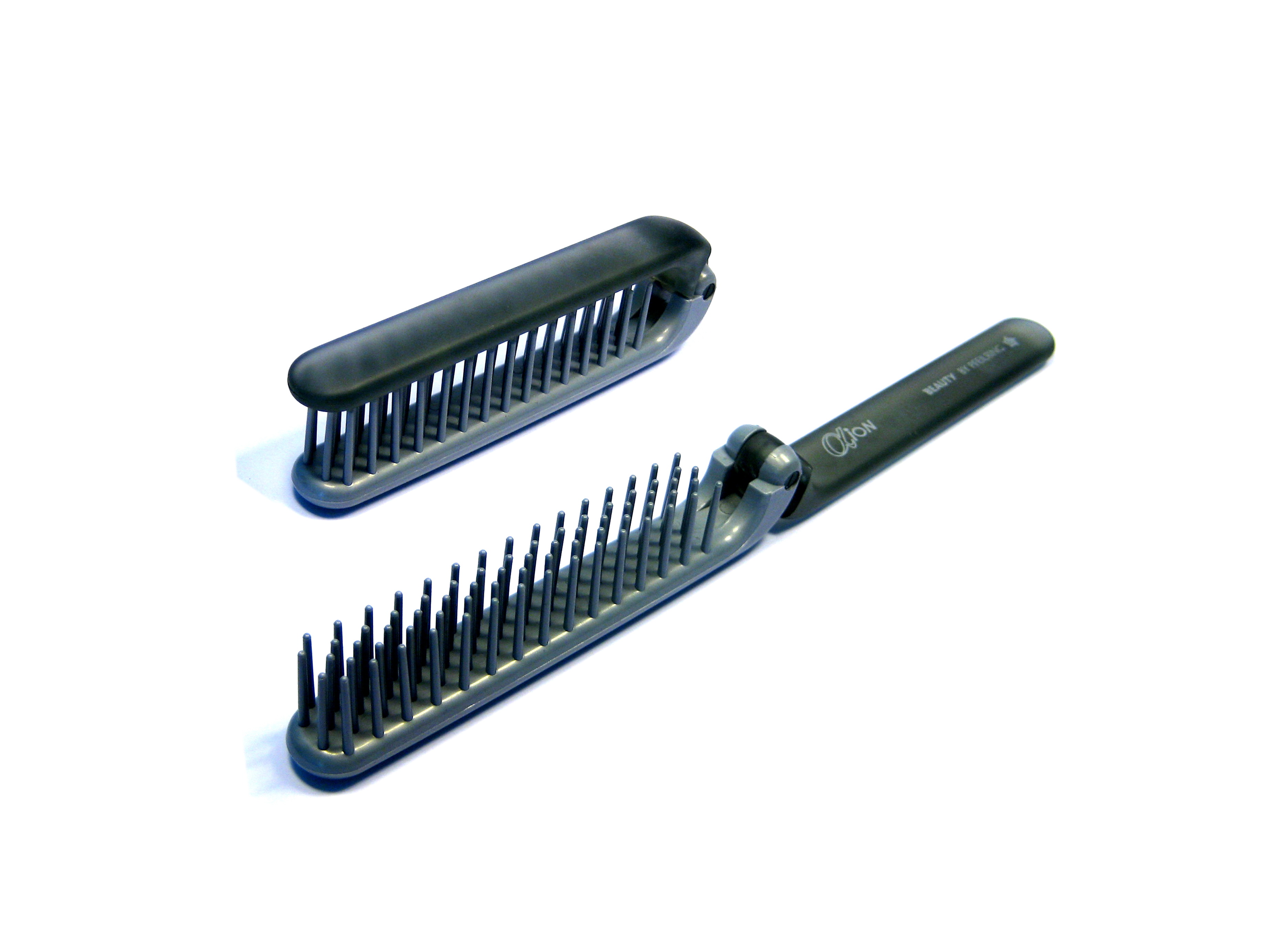 Taschenklappbürste ALPHA-ION, Kunststoff grau mit Nylonstiften, 20 cm, 4 Reihen