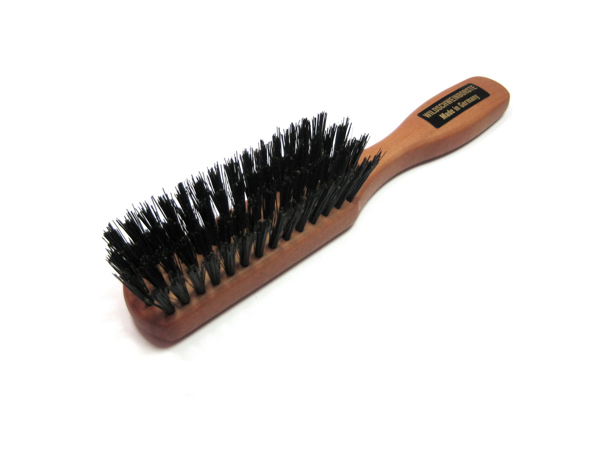 Taschenbürste, reine Borste, Birnenholz, 15 cm, 4 Reihen