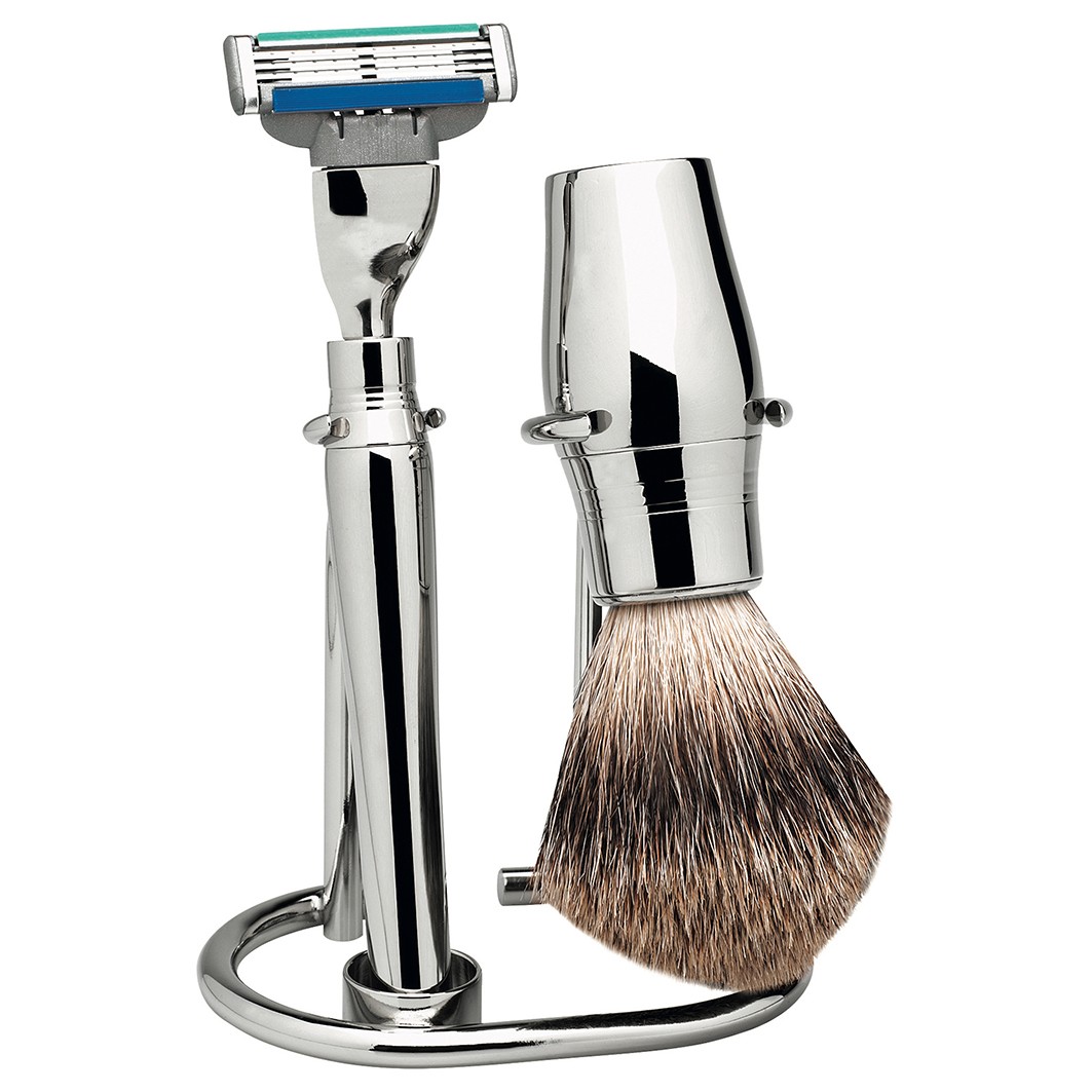 Erbe Rasier-Set, 3-teilig, Metall glänzend veredelt